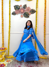 Blue self embroidered anarkali - kasumi.in